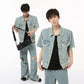 Amerikanischer Pu Shuai Burrs Tassels Broken Hole Design Denim Anzug