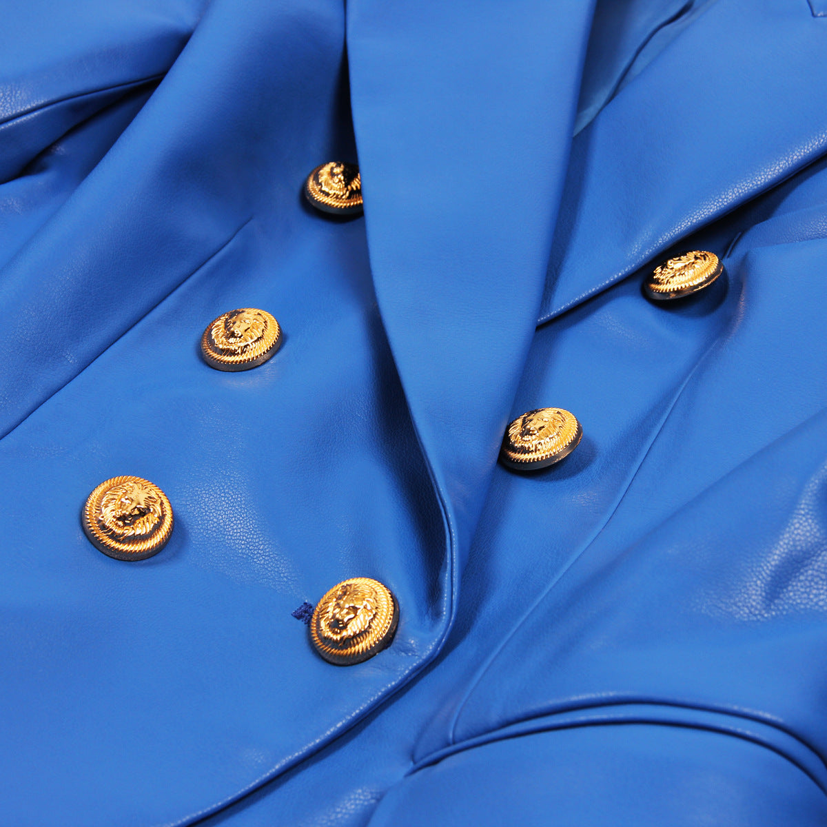 women's suit-style leather jacket