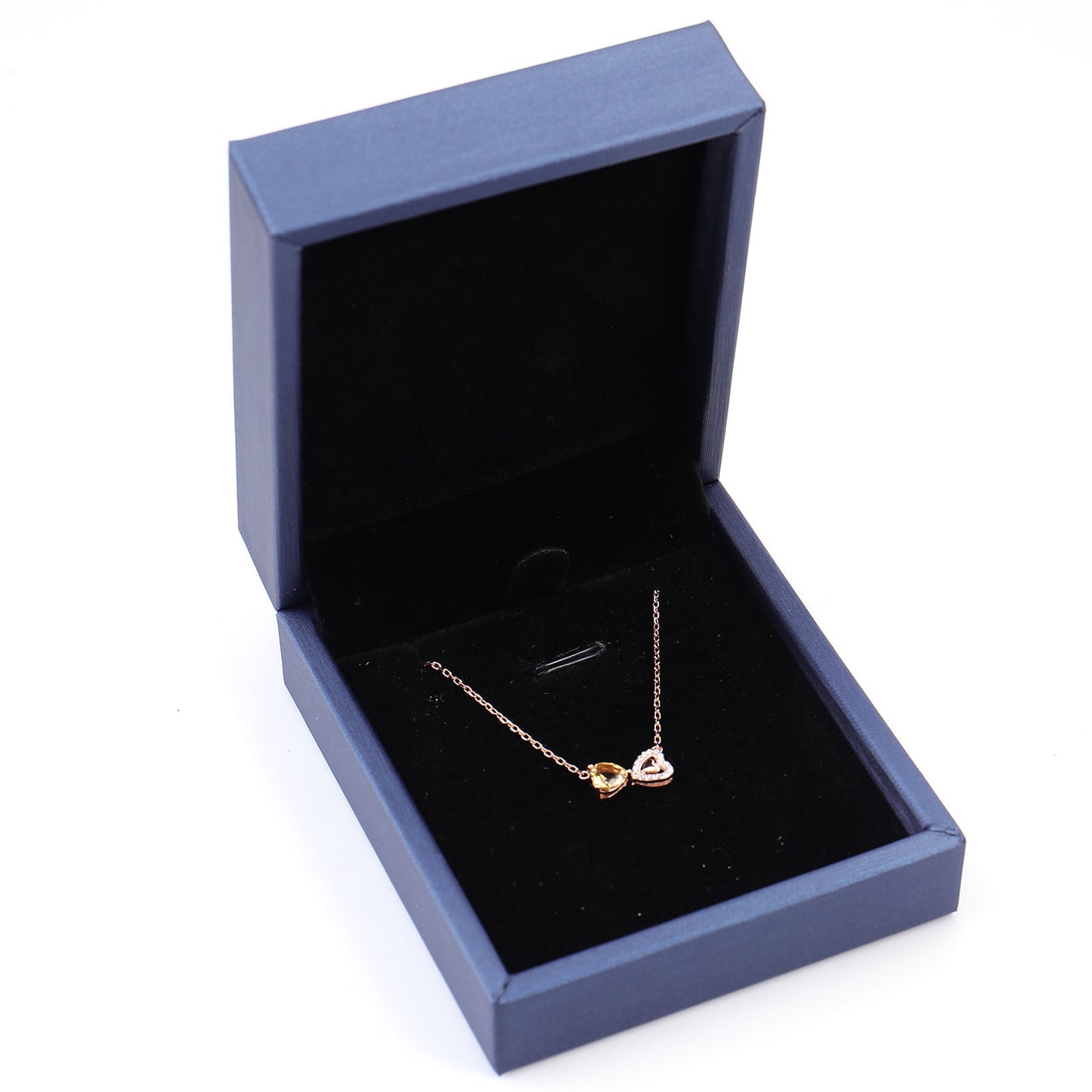 K Roségold Natürliche Citrin-Halskette – Eleganz in Tropfenform