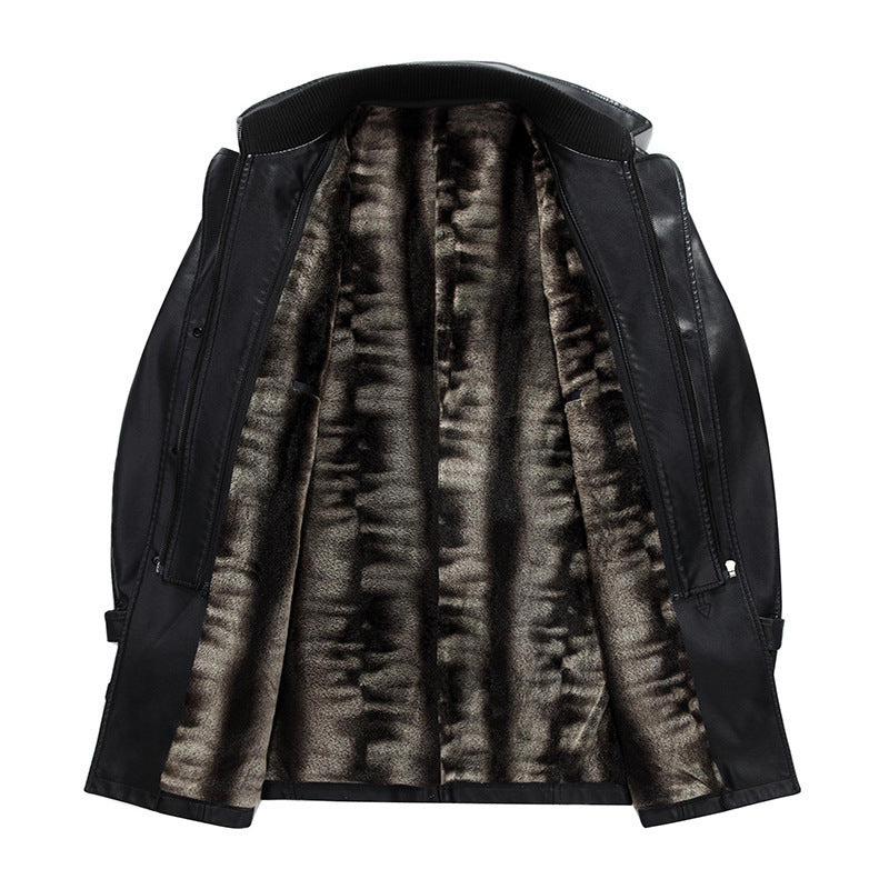 Men's Leather Jacket, Mid-Length Sheepskin Suit
