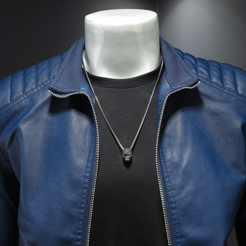 Men's Motorcycle Leather Jacket Thin Coat
