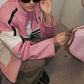 Girls' motorcycle jacket in contrasting color style