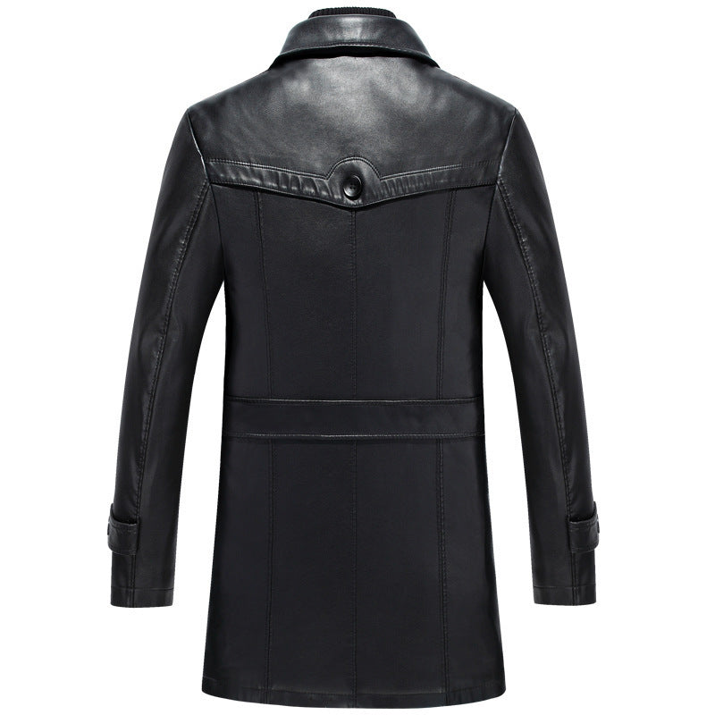 Men's Leather Jacket, Mid-Length Sheepskin Suit