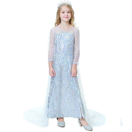 Mädchenkleid mit weißen Pailletten