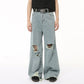 Amerikanischer Pu Shuai Burrs Tassels Broken Hole Design Denim Anzug