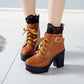 Elegant lace-up ankle boots with square heel – stylish and comfortable for women