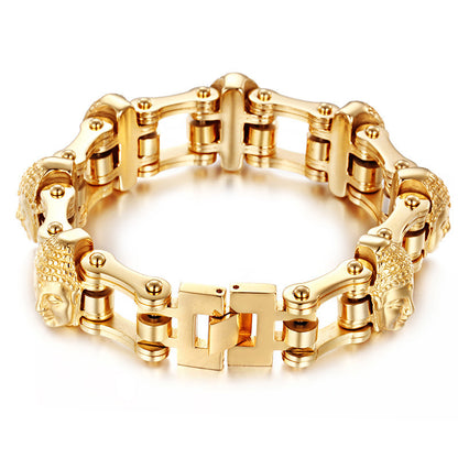 Titanstahl Buddha-Fahrradketten-Armband – Maskulines Design für Männer