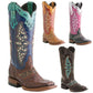 Damen Westernstiefel – Farbkombinierte Knight Boots mit mittlerem Schaft