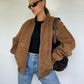 Retro Street Style Einfarbige Loose Hot Girl Zipper Jacke
