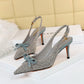 Elegante High-Heel-Slingbacks – Stilvolle Damenschuhe mit Schleifen-Design und spitzer Zehenform