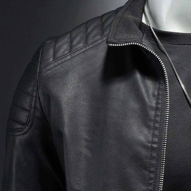 Men's Motorcycle Leather Jacket Thin Coat
