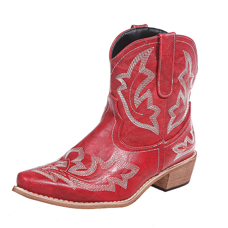 Women's Cowboy Boots - Embroidered Western Wedge Boots