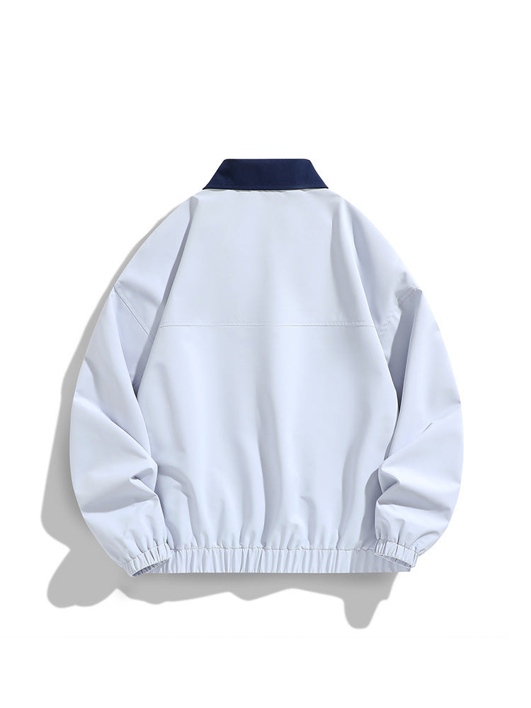 Pure color all-matching polo collar jacket