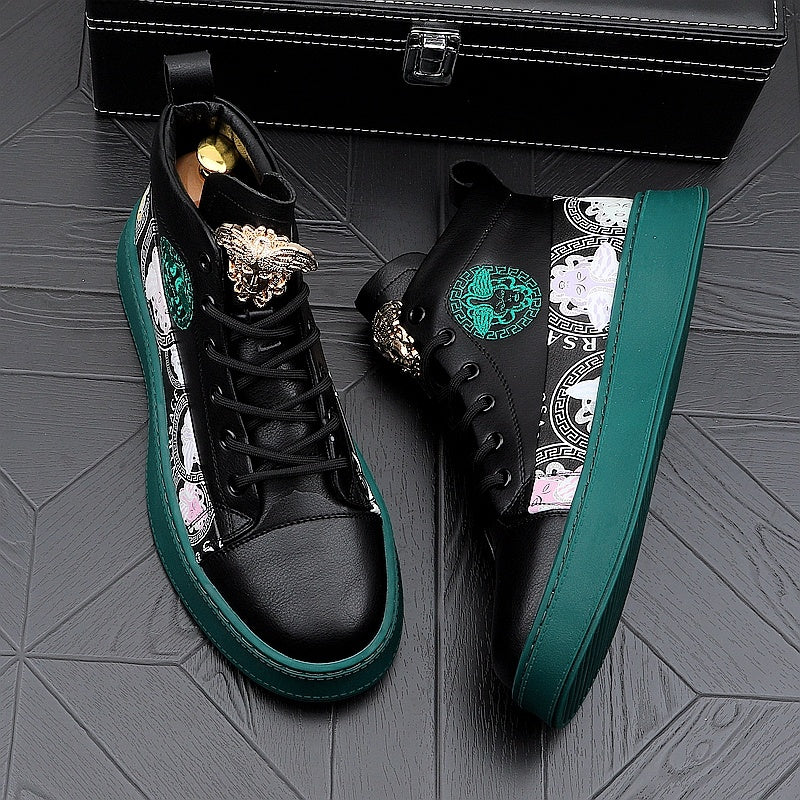 Men's Fashion Personality Versatile Print Board Shoes – Stilvolle High-Top-Sneaker für den Alltag