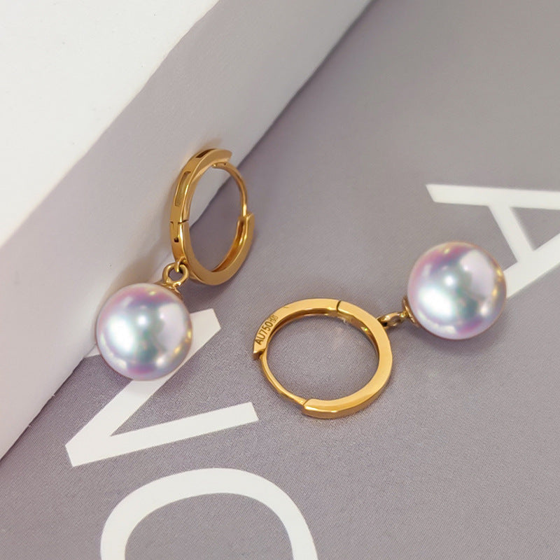 Pendientes de perlas de agua dulce de oro de 18 quilates AU750