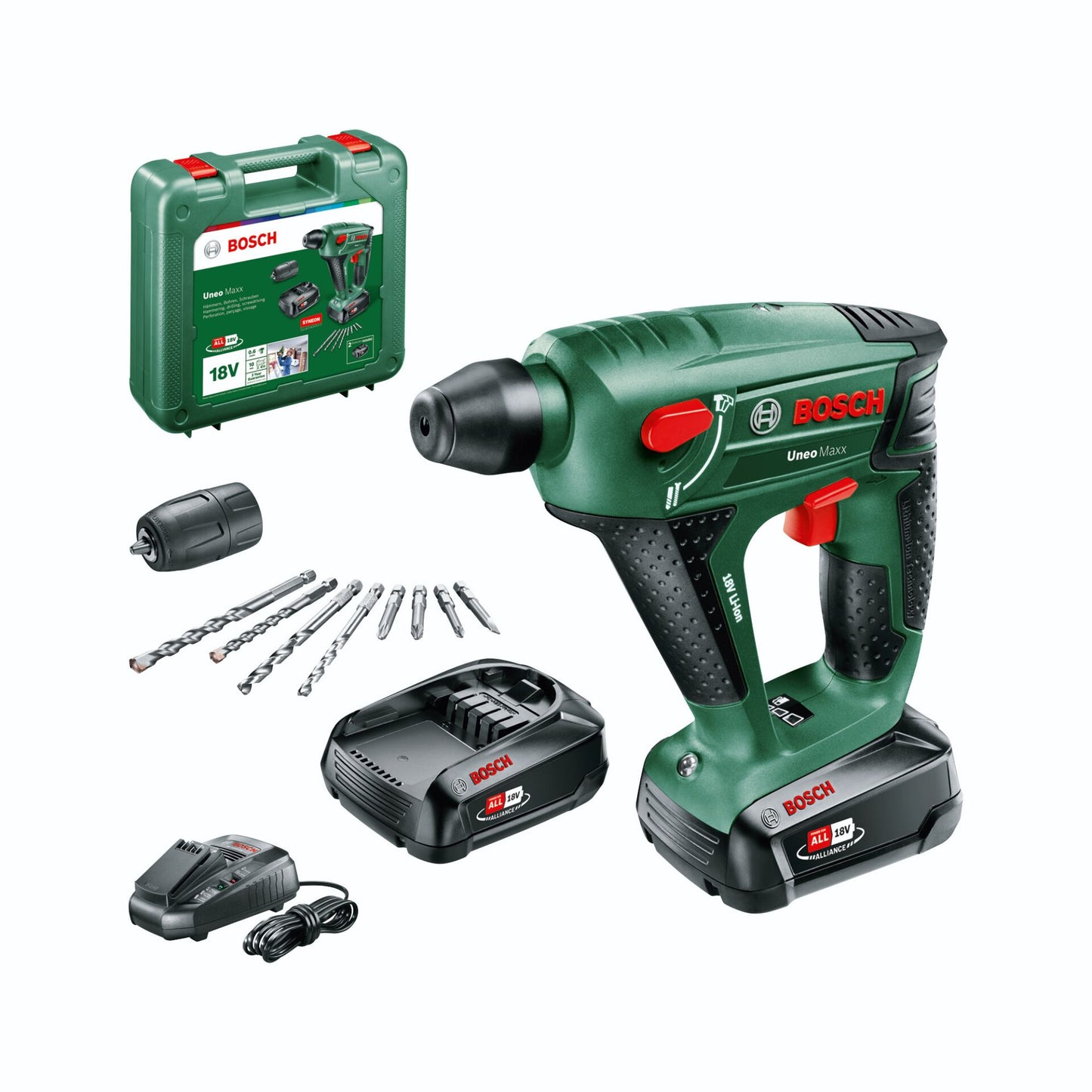 Bosch UNEO Maxx Akku-Bohrhammer 3-in-1 Mit 2 Akkus