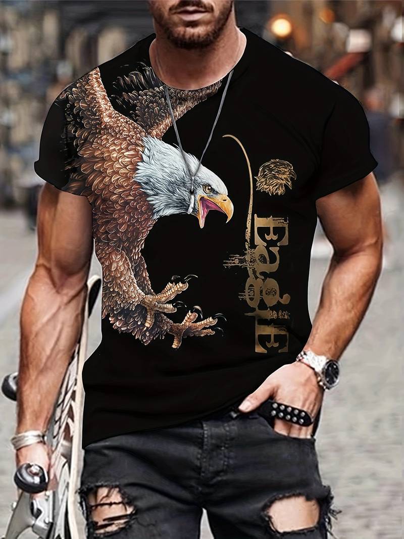 Herren-T-Shirt mit Adler-Print und modischem Aufdruck