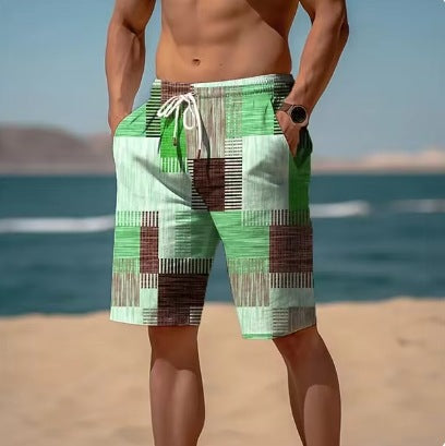 Neue Sommer-Atmungsaktive Hawaiianisch Bedruckte Karierten Herren-Shorts