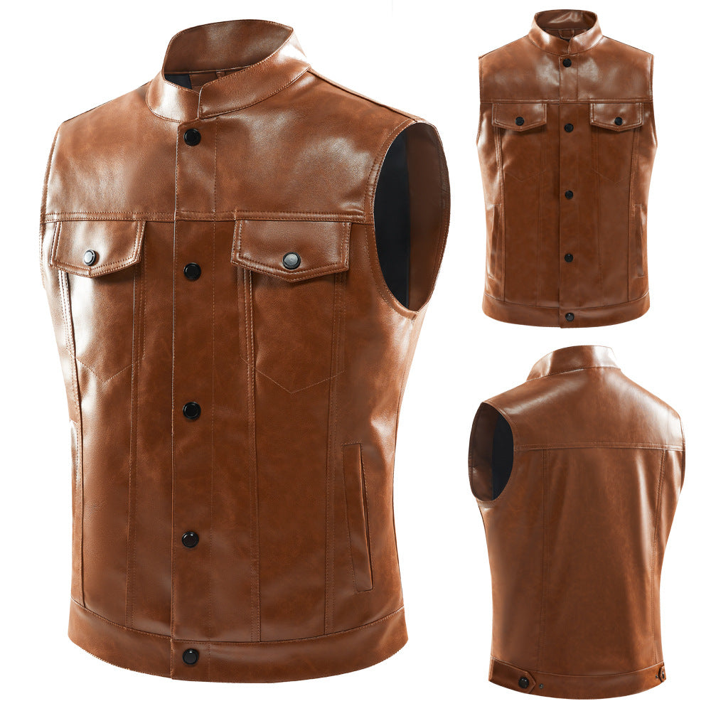 Herren-Freizeitweste mit Stehkragen und mehreren Taschen