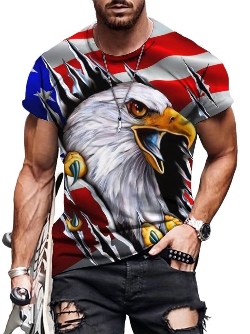 Herren-T-Shirt mit Adler-Print und modischem Aufdruck