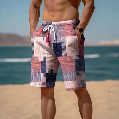 Neue Sommer-Atmungsaktive Hawaiianisch Bedruckte Karierten Herren-Shorts