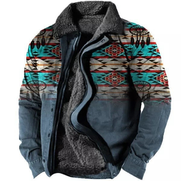 Verdickte Seitennähte, lockere graubraune Jugend-Baumwolljacke, Herren-Fleece-gefütterter Mantel