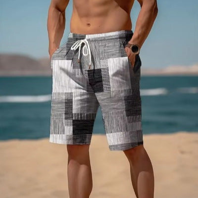 Neue Sommer-Atmungsaktive Hawaiianisch Bedruckte Karierten Herren-Shorts