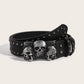 Herren-Gürtel mit Persönlichkeit, Totenkopf-Design, Jugendstil, Punk-Druckknopf, Freizeitgürtel