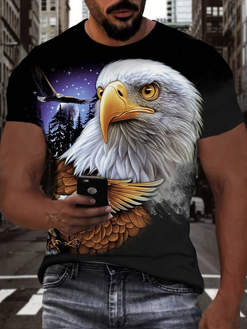 Herren-T-Shirt mit Adler-Print und modischem Aufdruck