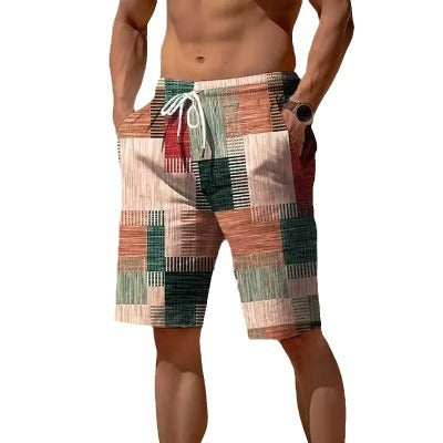 Neue Sommer-Atmungsaktive Hawaiianisch Bedruckte Karierten Herren-Shorts