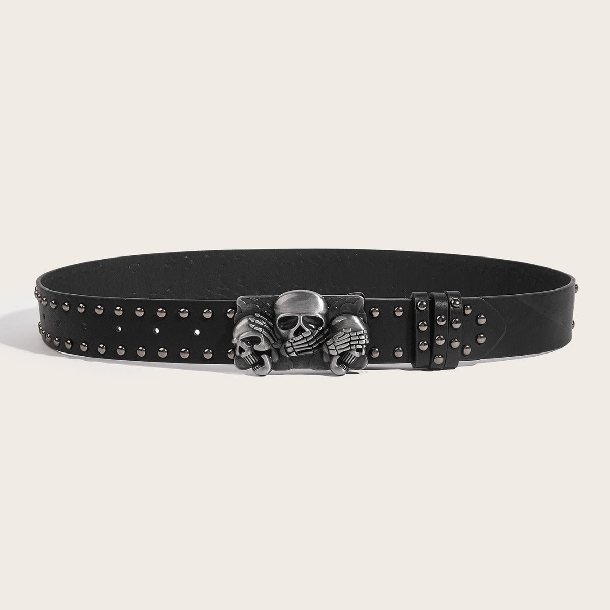 Herren-Gürtel mit Persönlichkeit, Totenkopf-Design, Jugendstil, Punk-Druckknopf, Freizeitgürtel