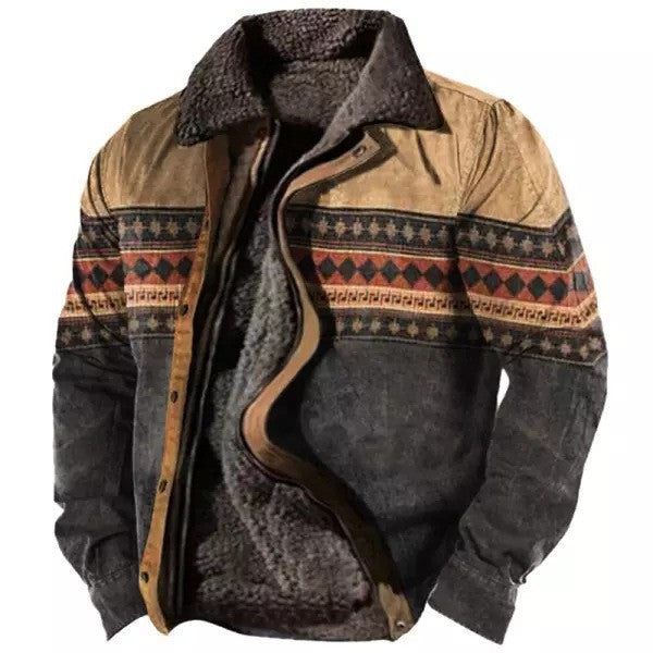 Verdickte Seitennähte, lockere graubraune Jugend-Baumwolljacke, Herren-Fleece-gefütterter Mantel