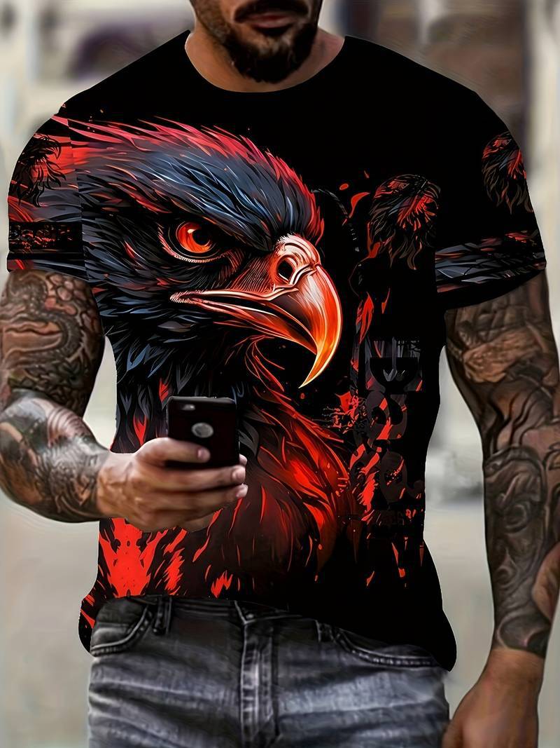 Herren-T-Shirt mit Adler-Print und modischem Aufdruck
