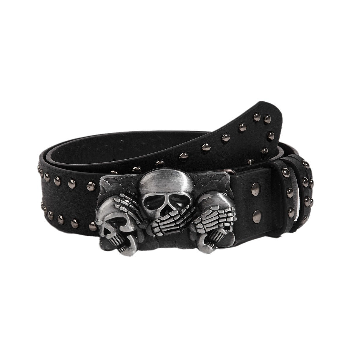 Herren-Gürtel mit Persönlichkeit, Totenkopf-Design, Jugendstil, Punk-Druckknopf, Freizeitgürtel