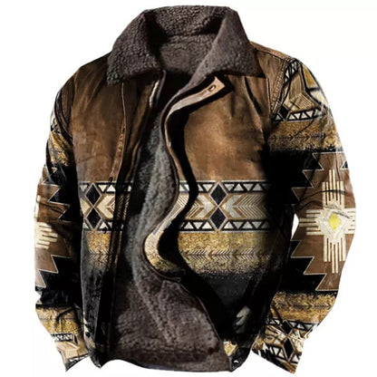 Verdickte Seitennähte, lockere graubraune Jugend-Baumwolljacke, Herren-Fleece-gefütterter Mantel