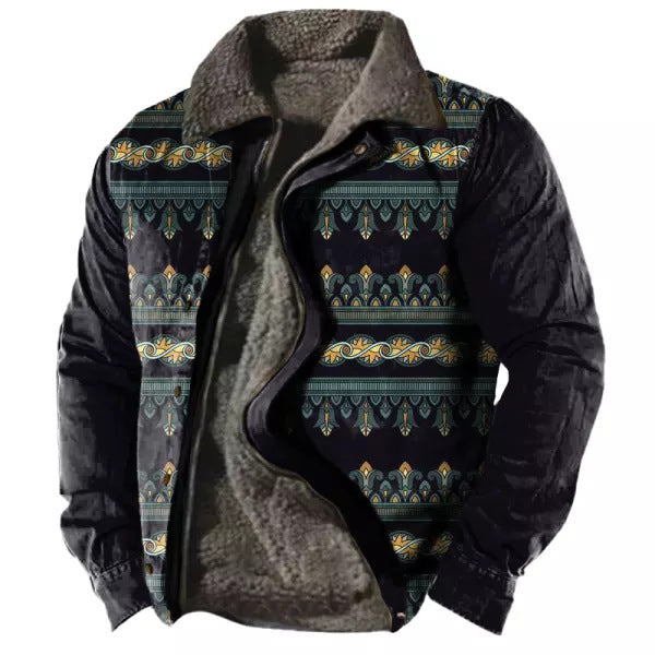 Verdickte Seitennähte, lockere graubraune Jugend-Baumwolljacke, Herren-Fleece-gefütterter Mantel
