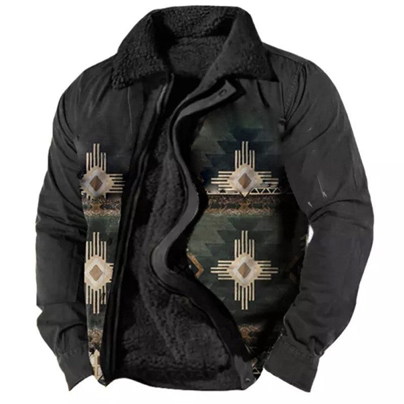 Verdickte Seitennähte, lockere graubraune Jugend-Baumwolljacke, Herren-Fleece-gefütterter Mantel