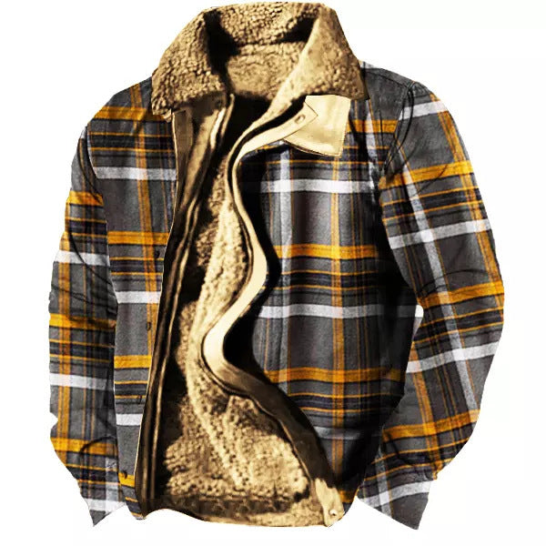 Verdickte Seitennähte, lockere graubraune Jugend-Baumwolljacke, Herren-Fleece-gefütterter Mantel