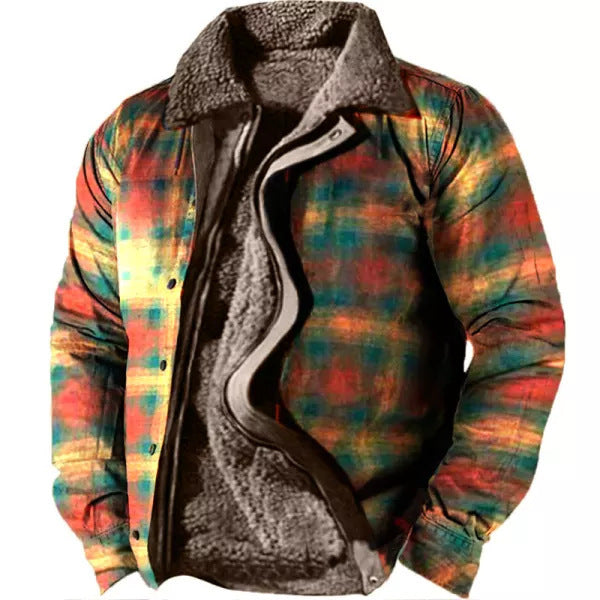 Verdickte Seitennähte, lockere graubraune Jugend-Baumwolljacke, Herren-Fleece-gefütterter Mantel