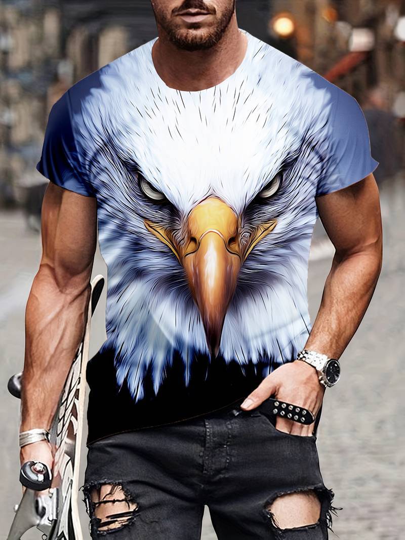 Herren-T-Shirt mit Adler-Print und modischem Aufdruck