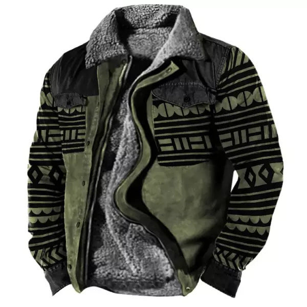 Verdickte Seitennähte, lockere graubraune Jugend-Baumwolljacke, Herren-Fleece-gefütterter Mantel