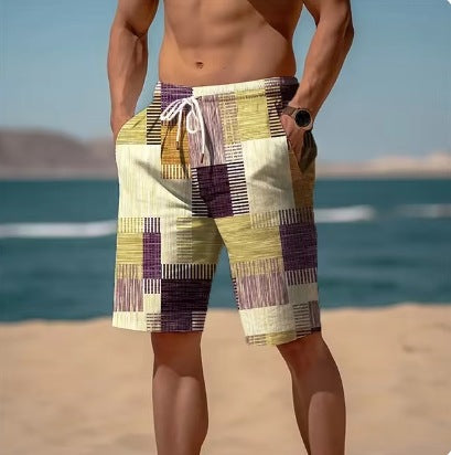 Neue Sommer-Atmungsaktive Hawaiianisch Bedruckte Karierten Herren-Shorts