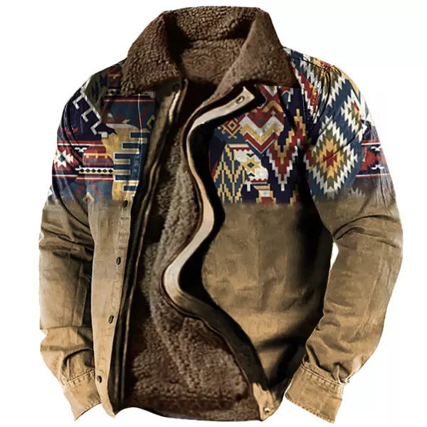 Verdickte Seitennähte, lockere graubraune Jugend-Baumwolljacke, Herren-Fleece-gefütterter Mantel