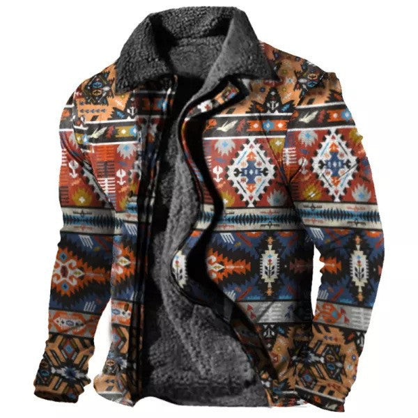 Verdickte Seitennähte, lockere graubraune Jugend-Baumwolljacke, Herren-Fleece-gefütterter Mantel
