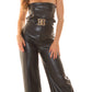 Sexy Bandeau Overall Im Leder Look Mit Gürtel Für Damen