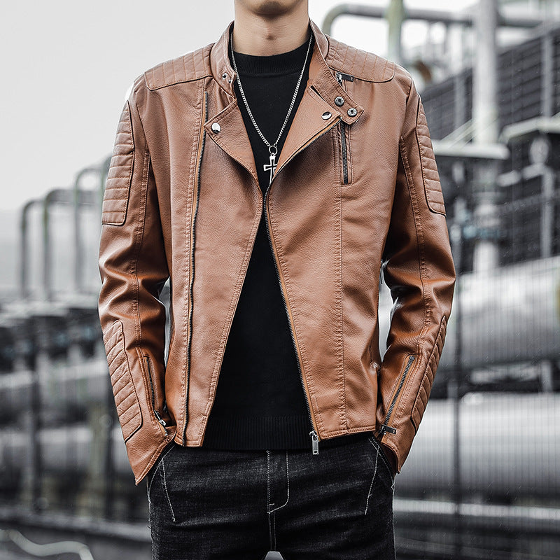 Men's leather jacket for autumn and winter