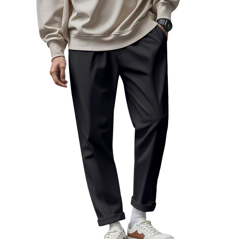 Men's Loose Comfortable Quick-drying Waist-tied Casual Business Pants in Solid Color