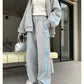 Sport- und Freizeit-Sweater-Mantel mit gerade geschnittener Hose – Für Damen im lässigen Stil