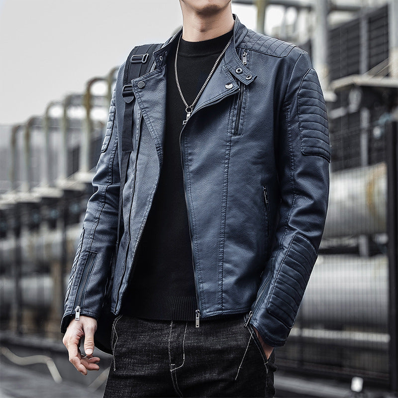 Men's leather jacket for autumn and winter
