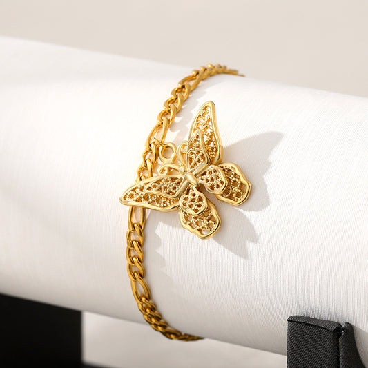 Pulsera de mariposa de acero inoxidable oro 18K Bohemia